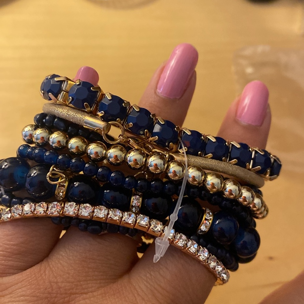 Navy blue and gold bracelets - Picture 2 of 2